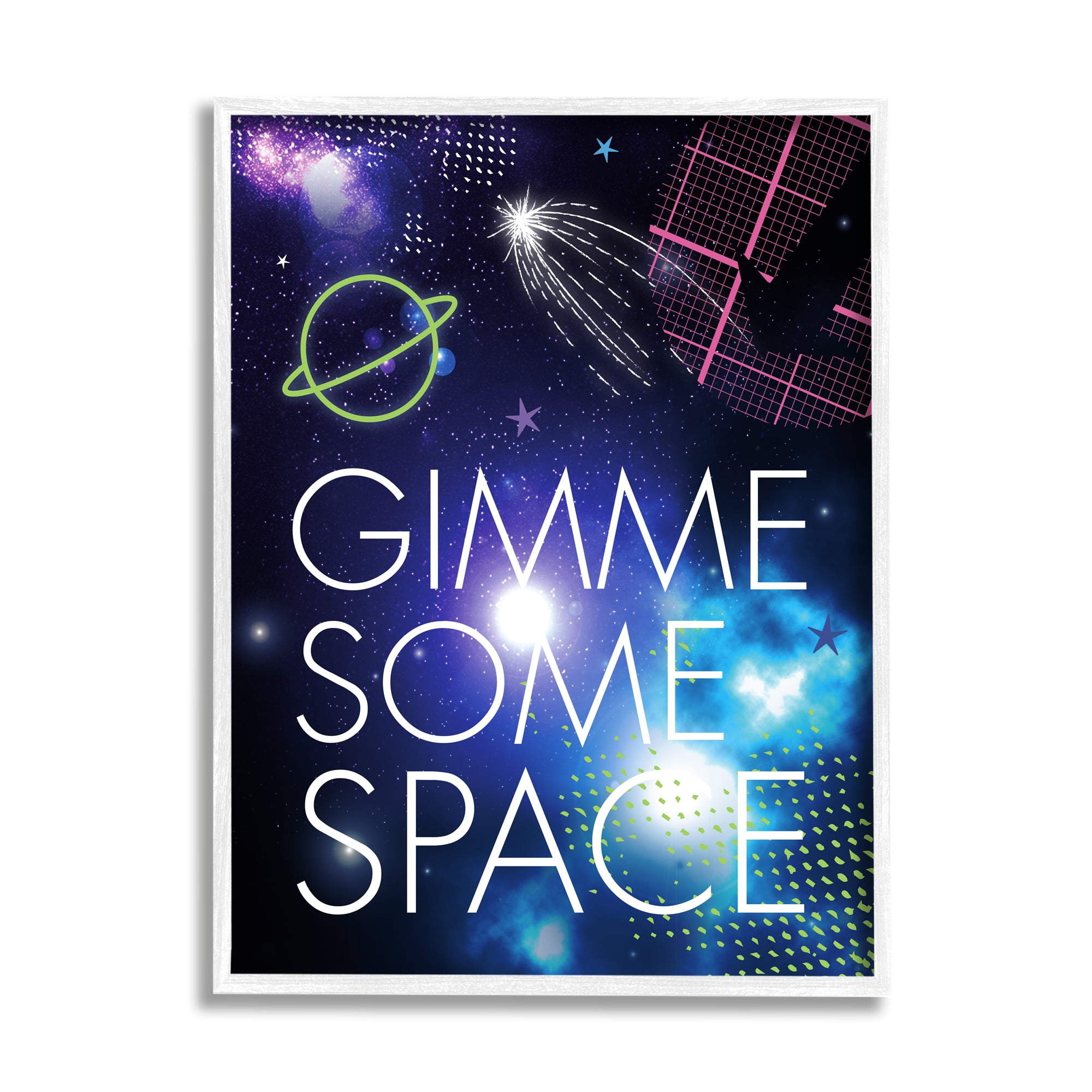 Stupell Industries Gimme Some Space Phrase Patterned Galaxy Stars Framed Wall Art, 16 x 20, Design by Jennifer Ellory
