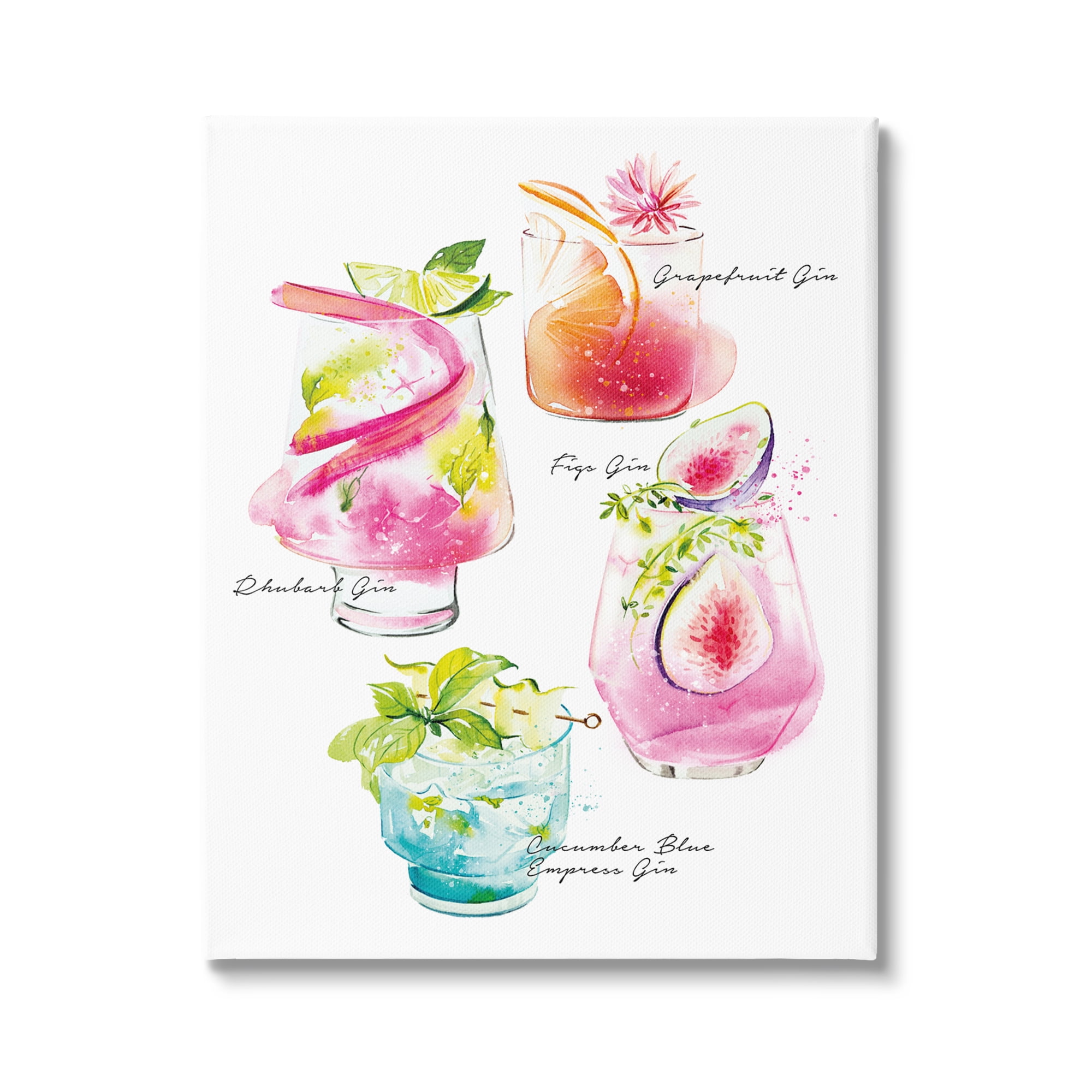 Stupell Industries Gin Cocktail Menu Food & Beverage Painting Gallery Wrapped Canvas Print Wall Art, 24 x 30