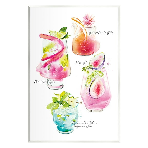 Stupell Industries Gin Cocktail Menu Food & Beverage Painting Unframed Art Print Wall Art, 10 x 15