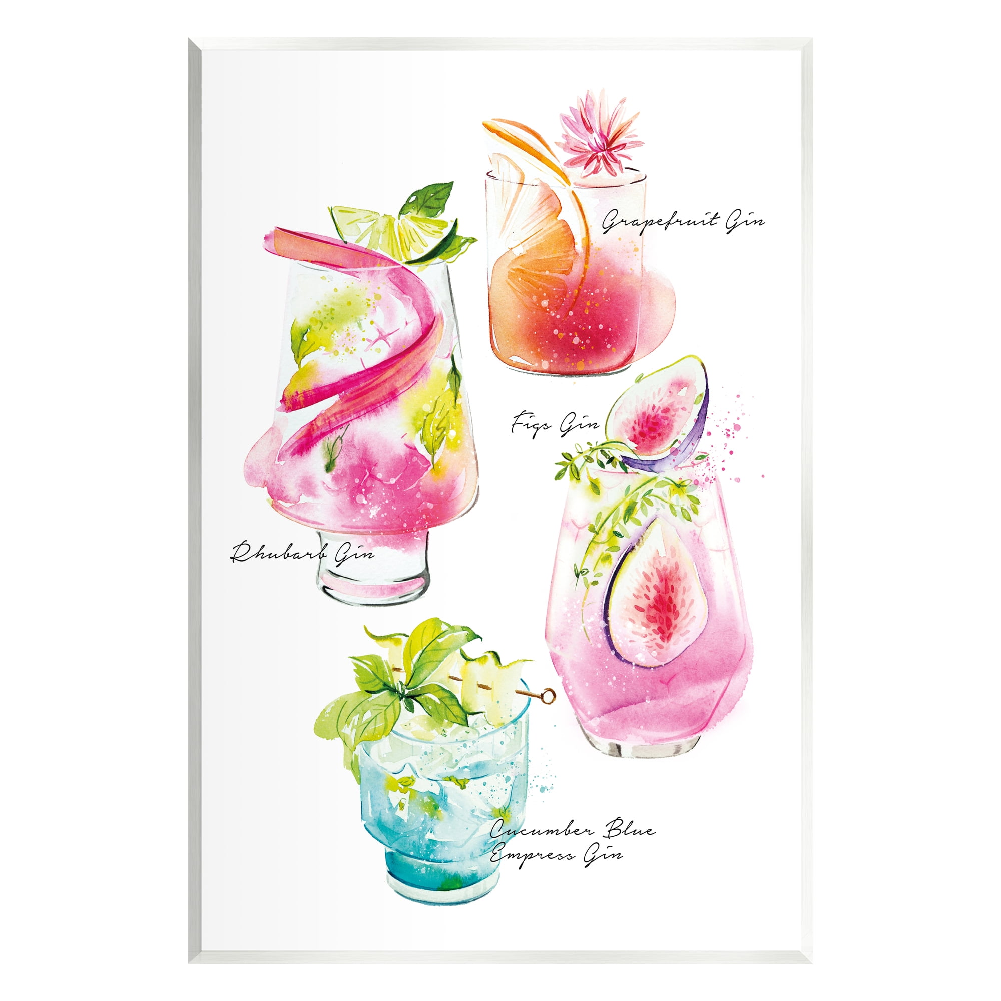 Stupell Industries Gin Cocktail Menu Food & Beverage Painting Unframed Art Print Wall Art, 13 x 19
