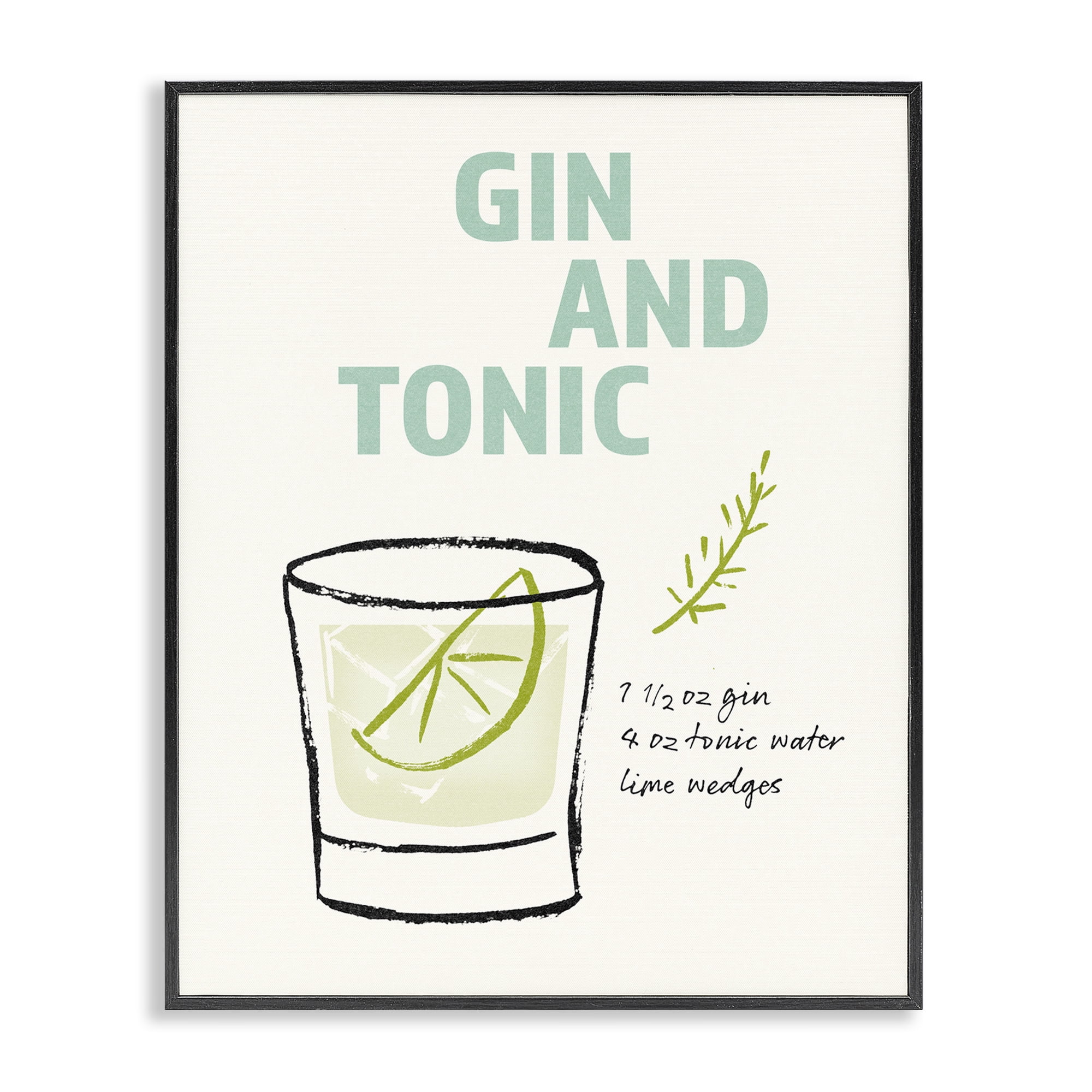 Stupell Industries Gin & Tonic Recipe Food & Beverage Painting Black Framed Art Print Wall Art, 16 x 20