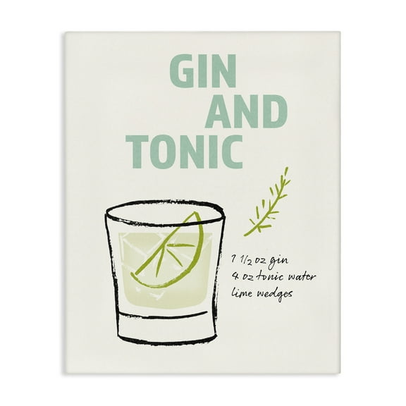 Stupell Industries Gin & Tonic Recipe Food & Beverage Painting Gallery Wrapped Canvas Art Print Wall Art, 16 x 20