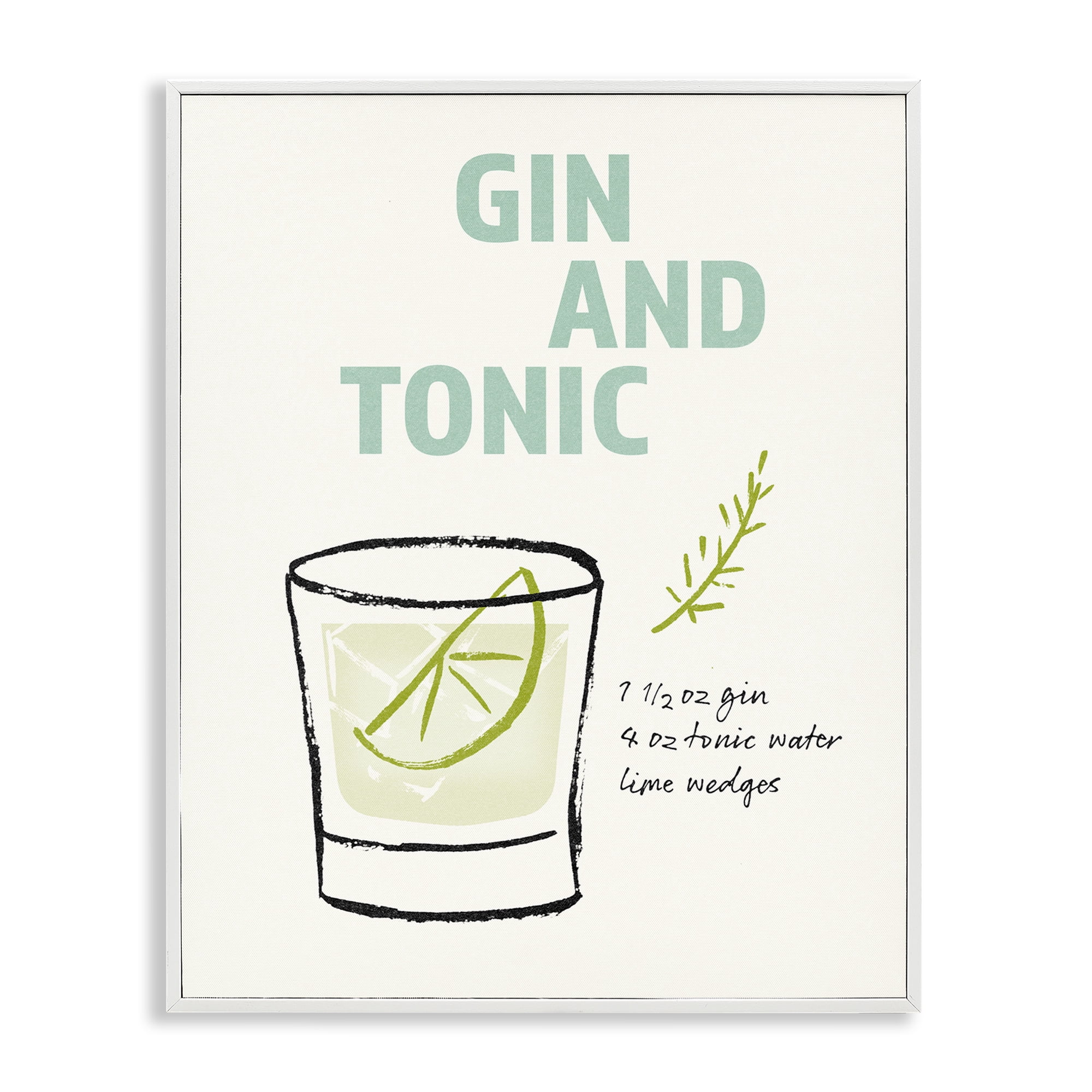 Stupell Industries Gin & Tonic Recipe Food & Beverage Painting White Framed Art Print Wall Art, 11 x 14
