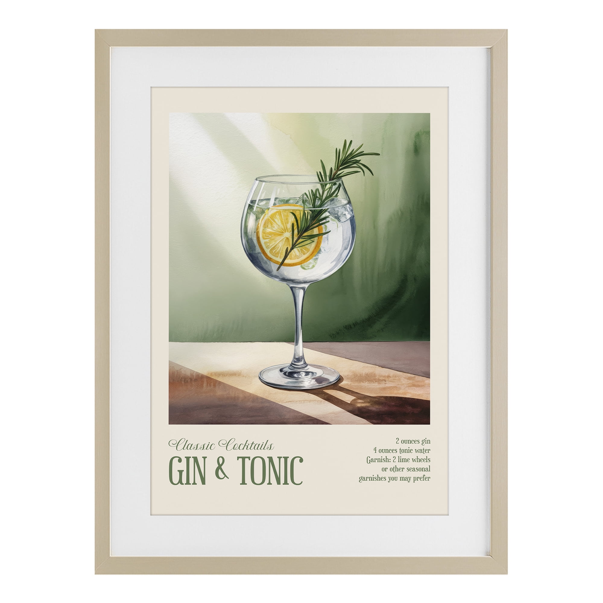 Stupell Industries Gin & Tonic Sun Rays Birch Framed Print Under Glass, design by Andreas Magnusson