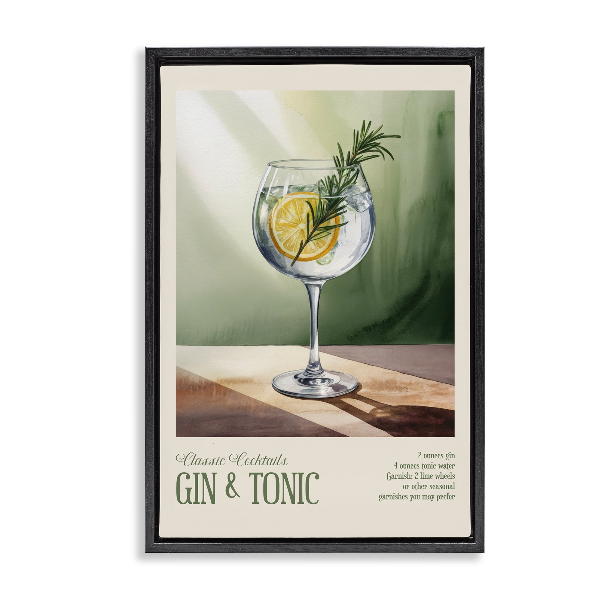 Stupell Industries Gin & Tonic Sun Rays Black Framed Floater Canvas Wall Art, design by Andreas Magnusson