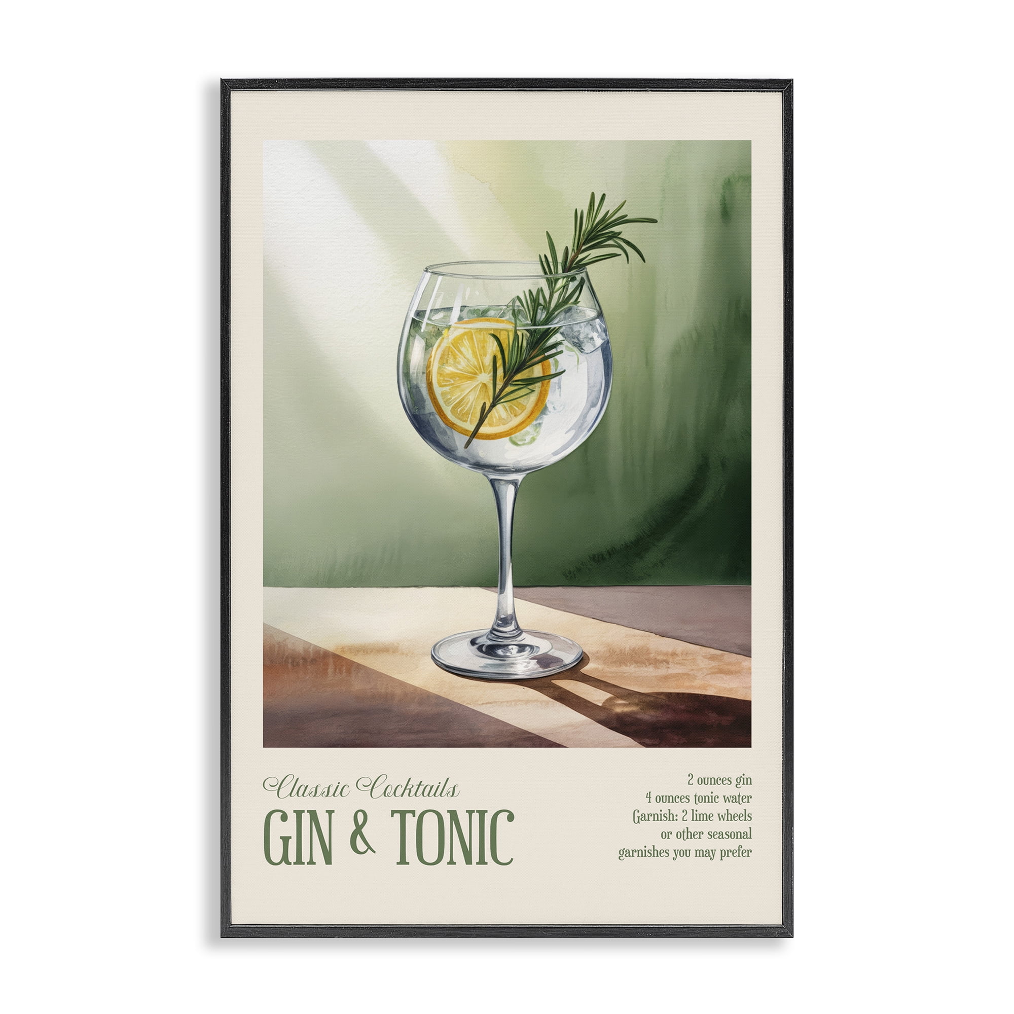 Stupell Industries Gin & Tonic Sun Rays Black Framed Giclee Art, design by Andreas Magnusson