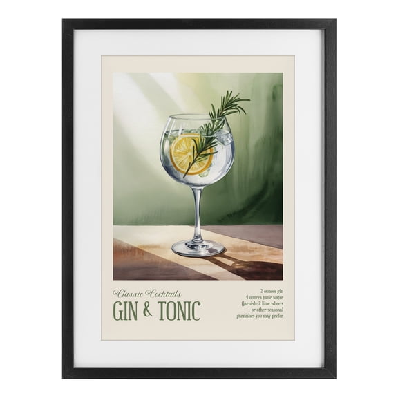 Stupell Industries Contemporary Gin & Tonic Sun Rays Black Framed Print Under Glass, 14 x 20, by Andreas Magnusson