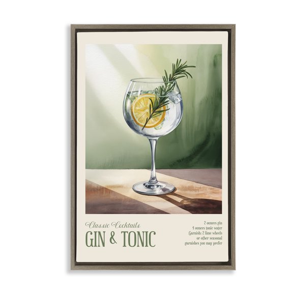 Stupell Industries Contemporary Gin & Tonic Sun Rays Brown Floating Frame Canvas Art, 21 x 31, by Andreas Magnusson