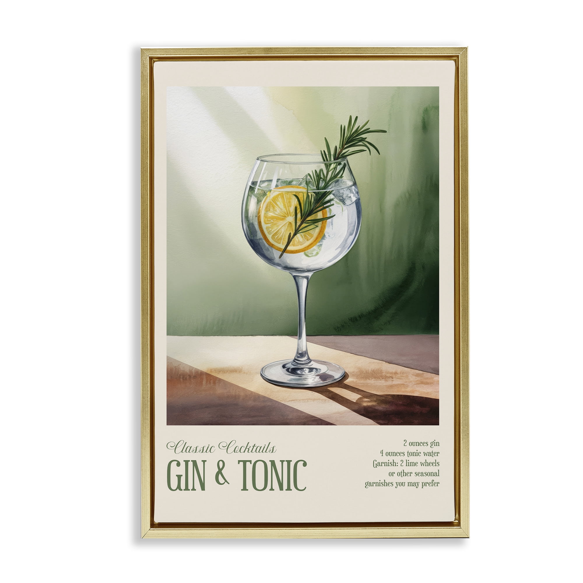 Stupell Industries Gin & Tonic Sun Rays Gold Framed Floater Canvas Wall Art, design by Andreas Magnusson
