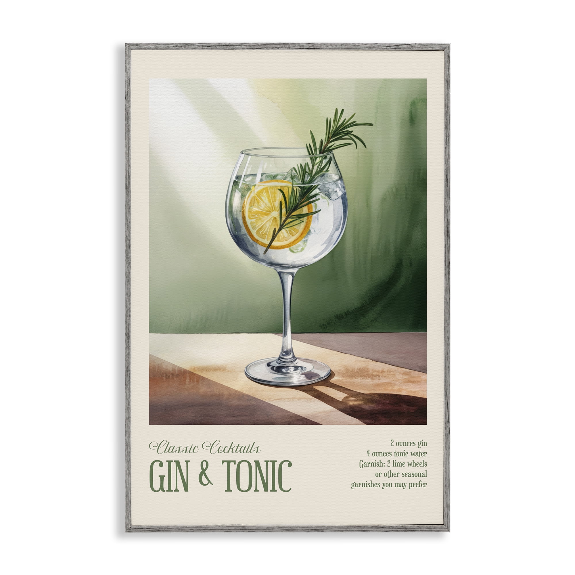 Stupell Industries Gin & Tonic Sun Rays Gray Framed Giclee Art, design by Andreas Magnusson