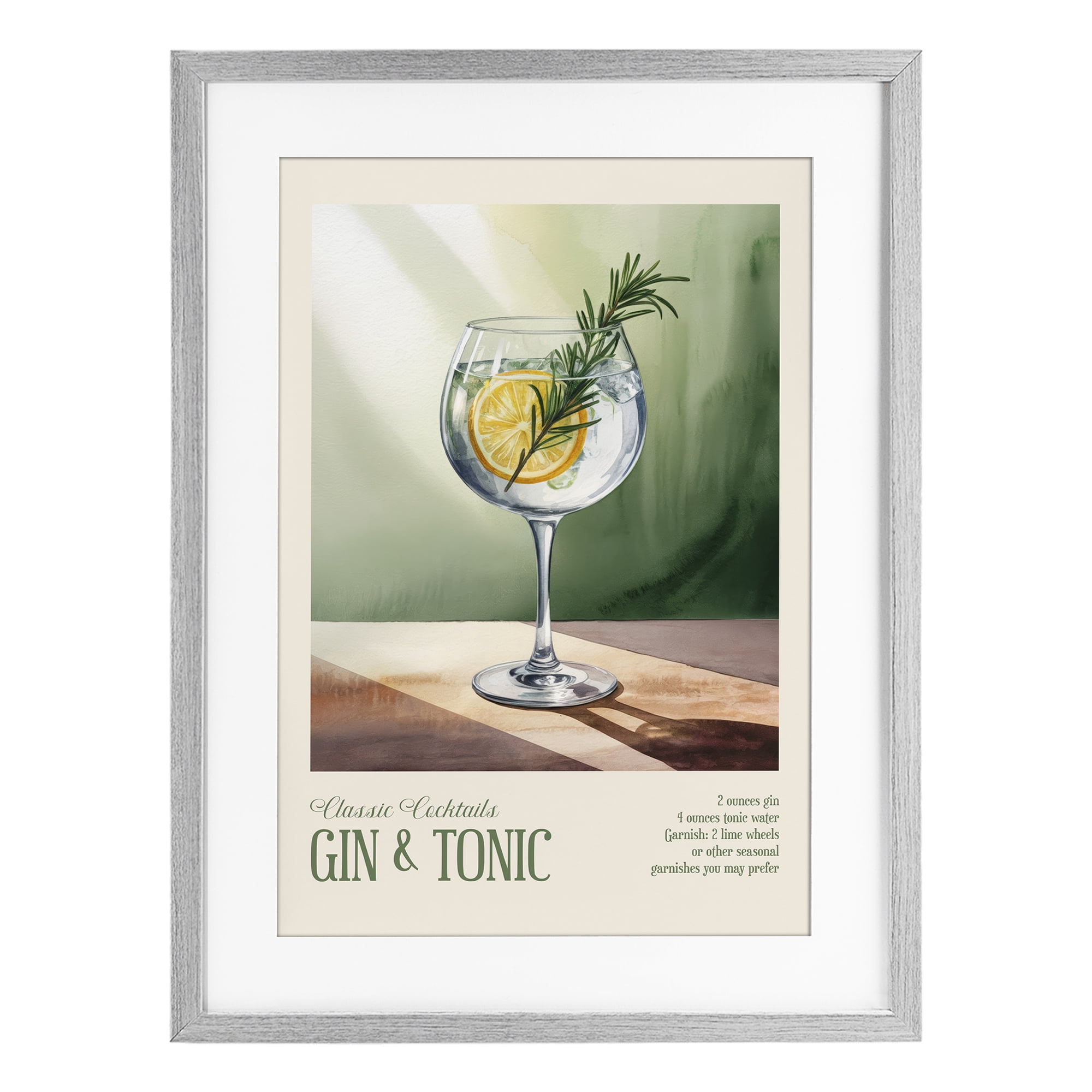Stupell Industries Gin & Tonic Sun Rays Gray Framed Print Under Glass, design by Andreas Magnusson