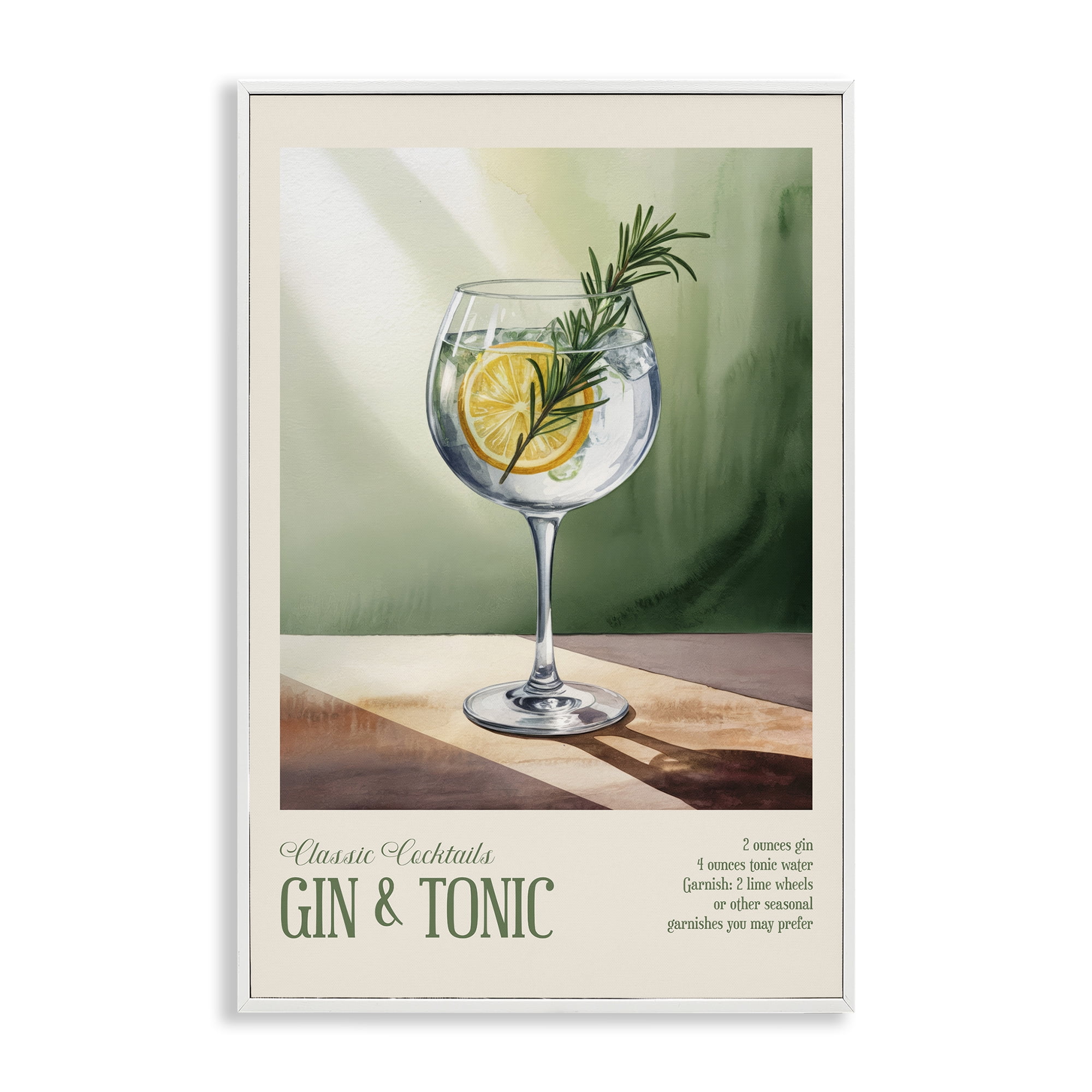 Stupell Industries Gin & Tonic Sun Rays White Framed Giclee Art, design by Andreas Magnusson