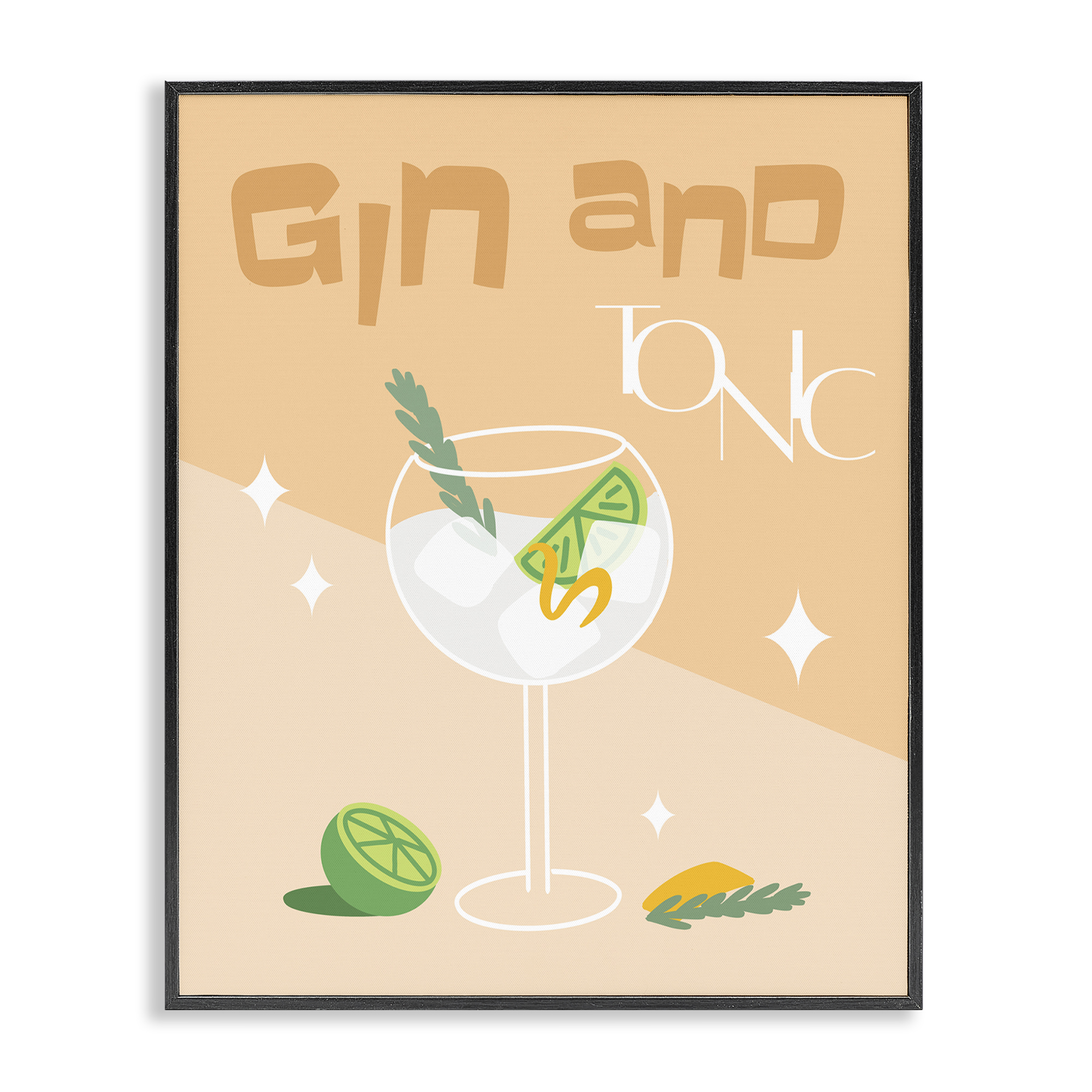 Stupell Industries Gin & Tonic Typography Food & Beverage Painting Black Framed Art Print Wall Art, 16 x 20