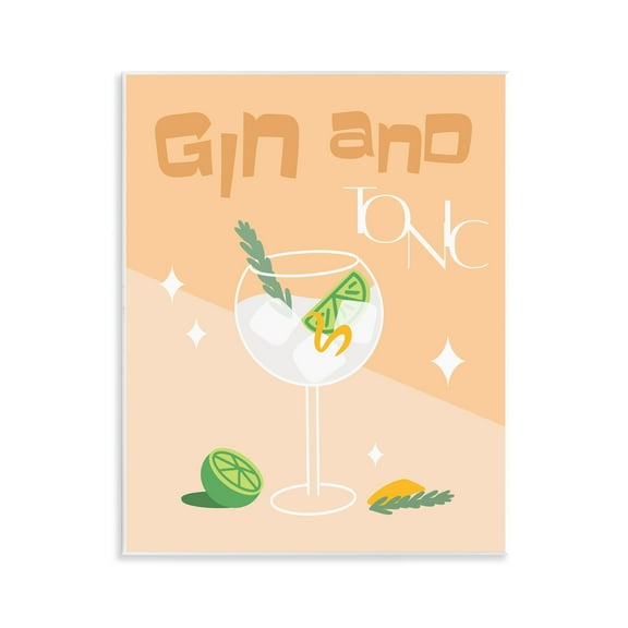 Stupell Industries Gin & Tonic Typography Food & Beverage Painting Unframed Art Print Wall Art, 11 x 14