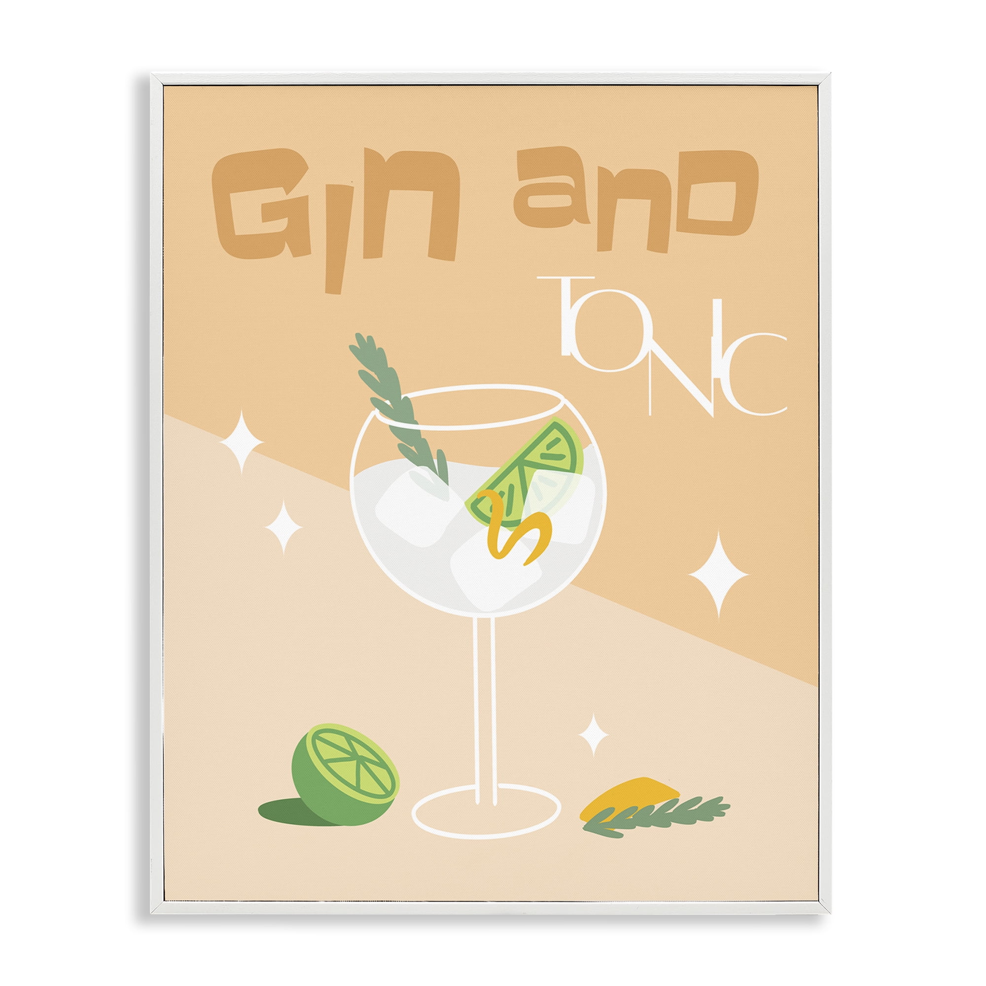 Stupell Industries Gin & Tonic Typography Food & Beverage Painting White Framed Art Print Wall Art, 16 x 20