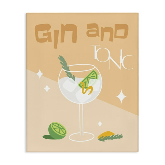 Stupell Industries Gin & Tonic Typography Food & Beverage Painting Wrapped Canvas Art Print Wall Art, 16 x 20