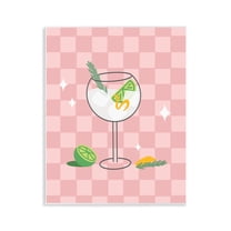 Stupell Industries Gin & Tonic on Checkered Food & Beverage Painting Unframed Art Print Wall Art, 11 x 14