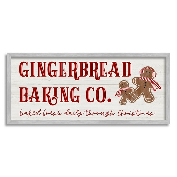 Stupell Industries Gingerbread Baking Co Holiday Holiday Painting Gray Framed Art Print Wall Art