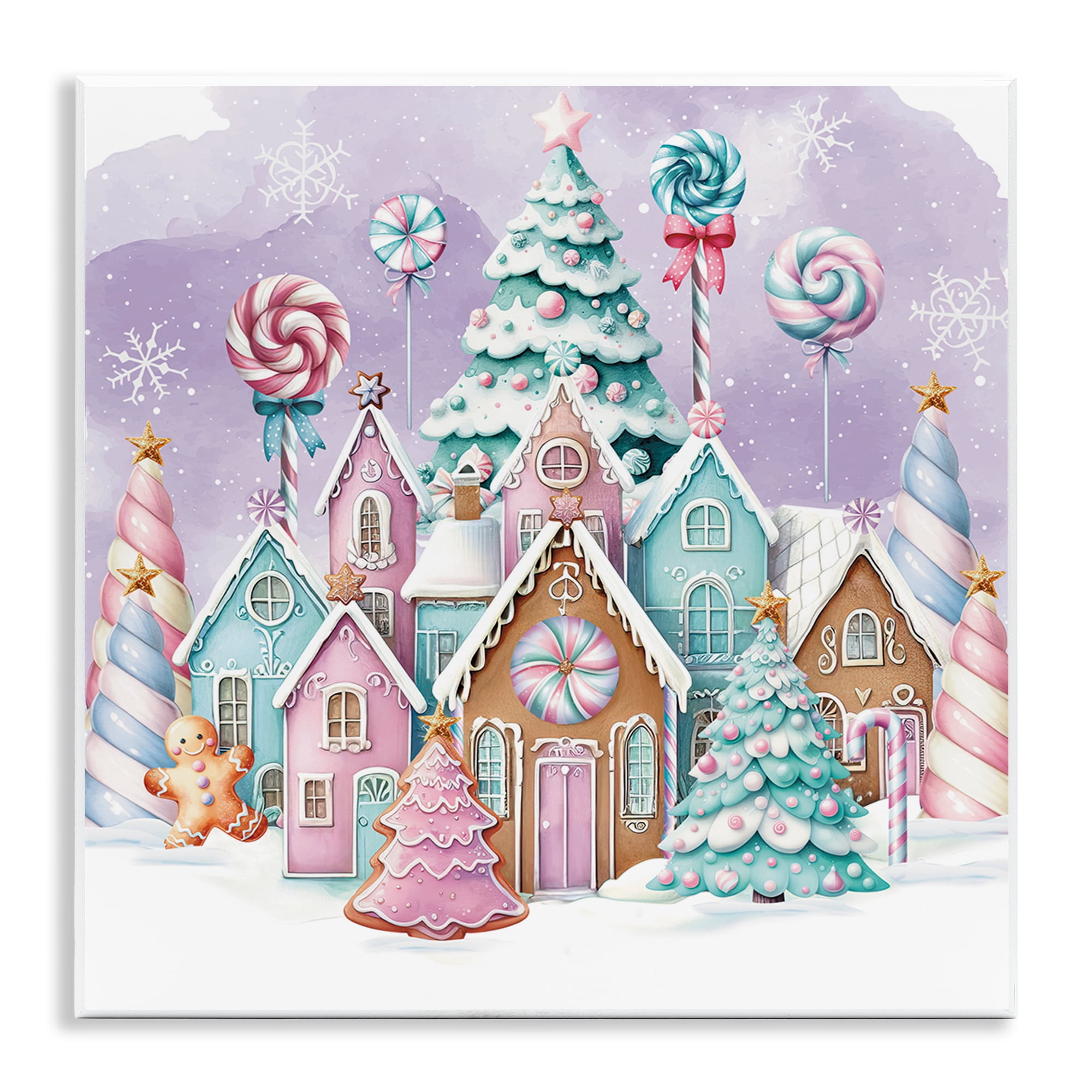 Stupell Industries Gingerbread Candy Town Holiday Painting Unframed Art Prints Wall Art, 12 x 12
