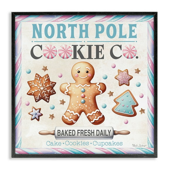Stupell Industries Gingerbread Cookie Co Holiday Painting Black Framed Art Prints Wall Art, 12 x 12