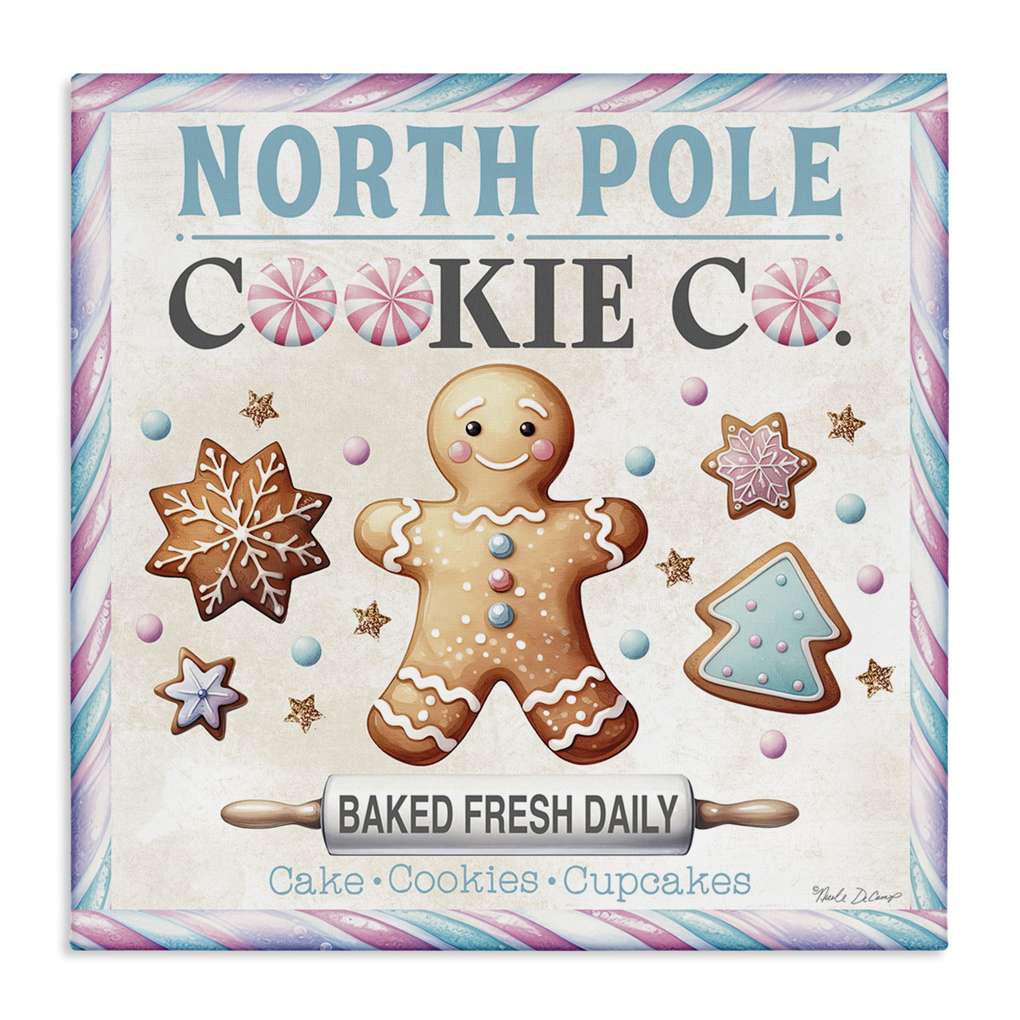 Stupell Industries Gingerbread Cookie Co Holiday Painting Gallery Wrapped Canvas Art Prints Wall Art, 24 x 24
