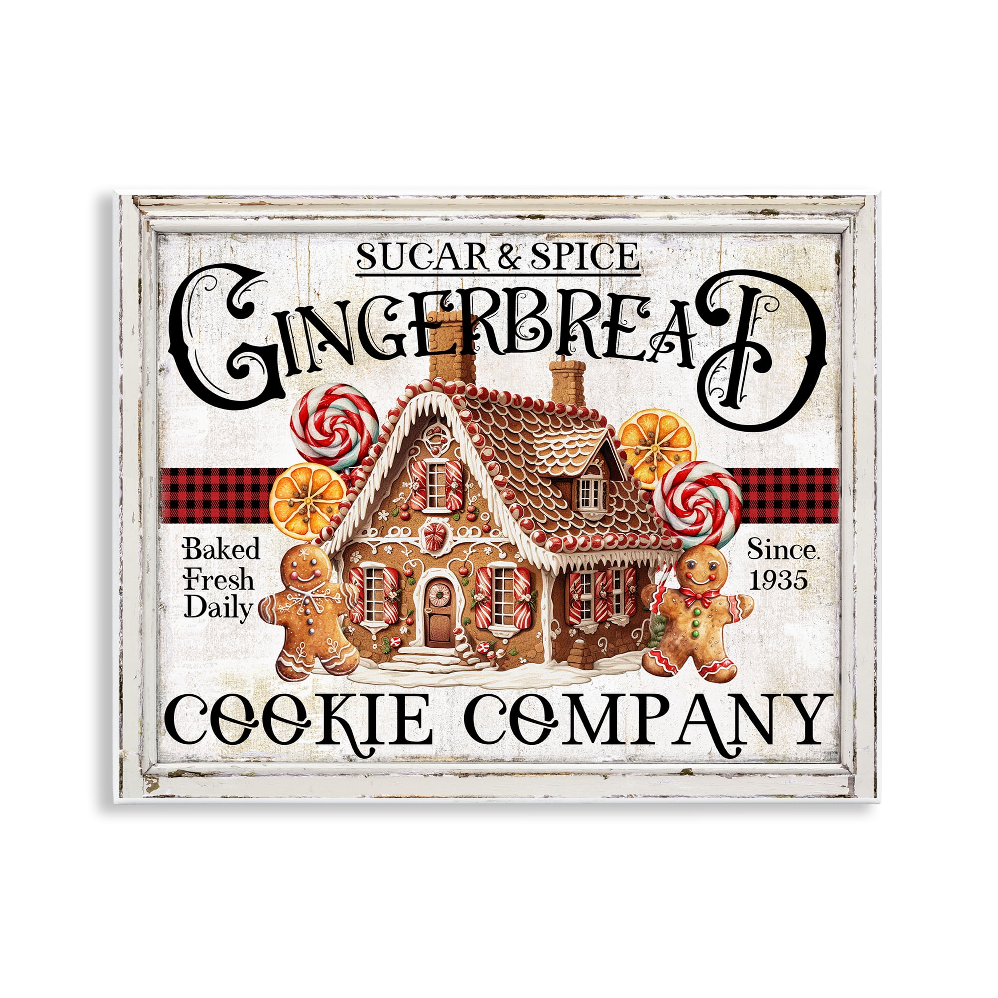 Stupell Industries Gingerbread Vintage Sign Holiday Painting Unframed Art Prints Wall Art, 14 x 11