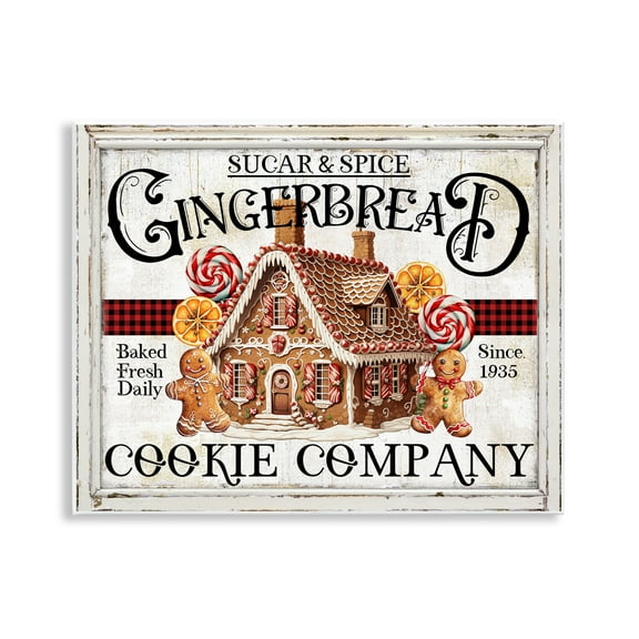 Stupell Industries Gingerbread Vintage Sign Holiday Painting Unframed Art Prints Wall Art, 14 x 11