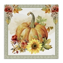 Stupell Industries Gingham Bordered Pumpkin Botanical & Floral Painting Gallery Wrapped Canvas Art Prints Wall Art, 17 x 17