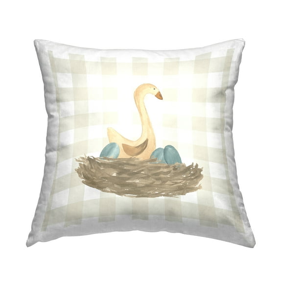 Stupell Industries Gingham Goose Nest Decorative Printed Throw Pillow, 18 x 18