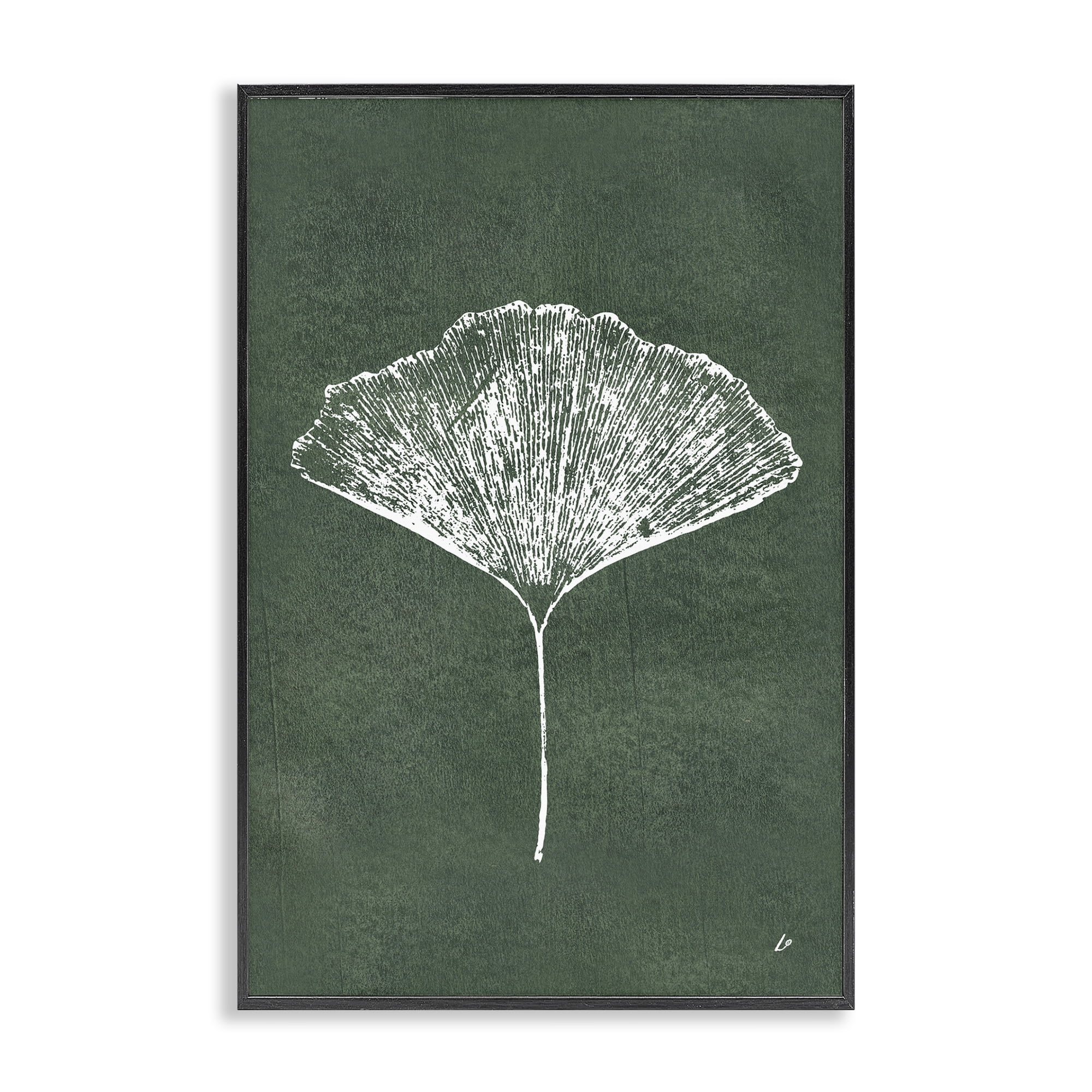 Stupell Industries Ginkgo Impression on Green Plants & Flowers Painting Black Framed Art Print Wall Art, 16 x 24