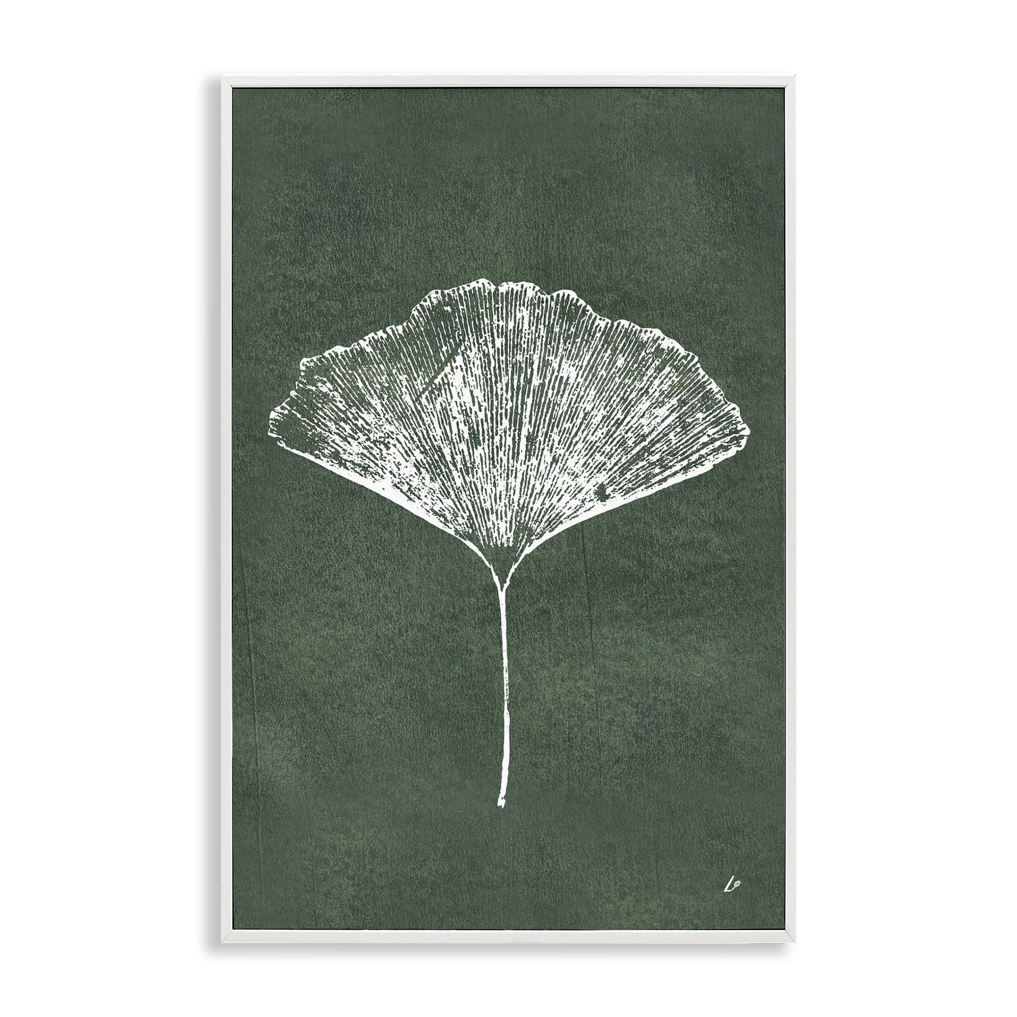 Stupell Industries Ginkgo Impression on Green Plants & Flowers Painting White Framed Art Print Wall Art, 20 x 30