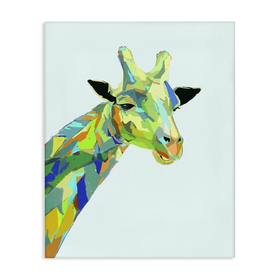 Stupell Industries Modern Giraffe Abstract Shapes Blue Green Canvas Art, 16 x 20, by Ziwei Li