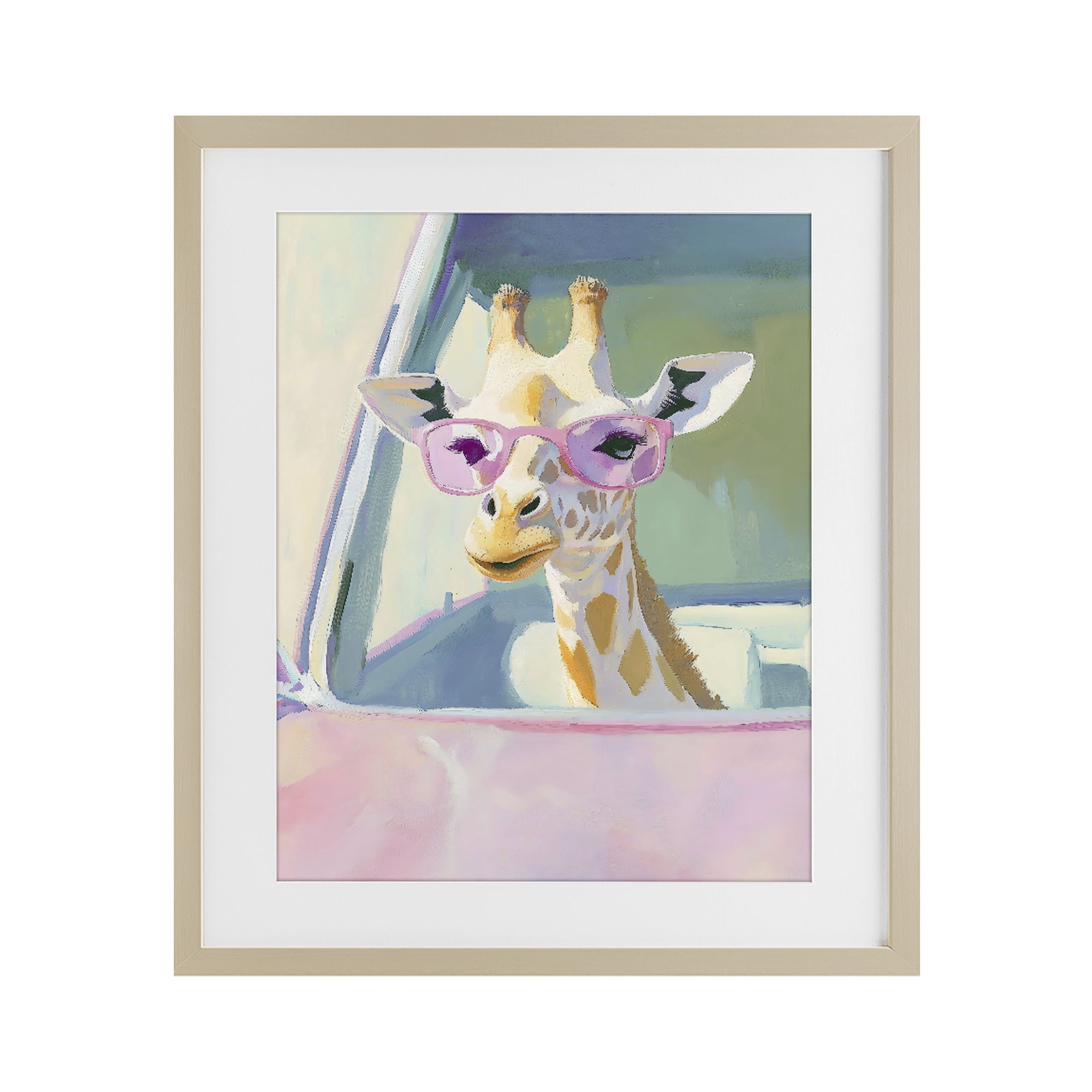 Stupell Industries Giraffe Car Ride Birch Framed Print Under Glass, design by The Prints Vibe