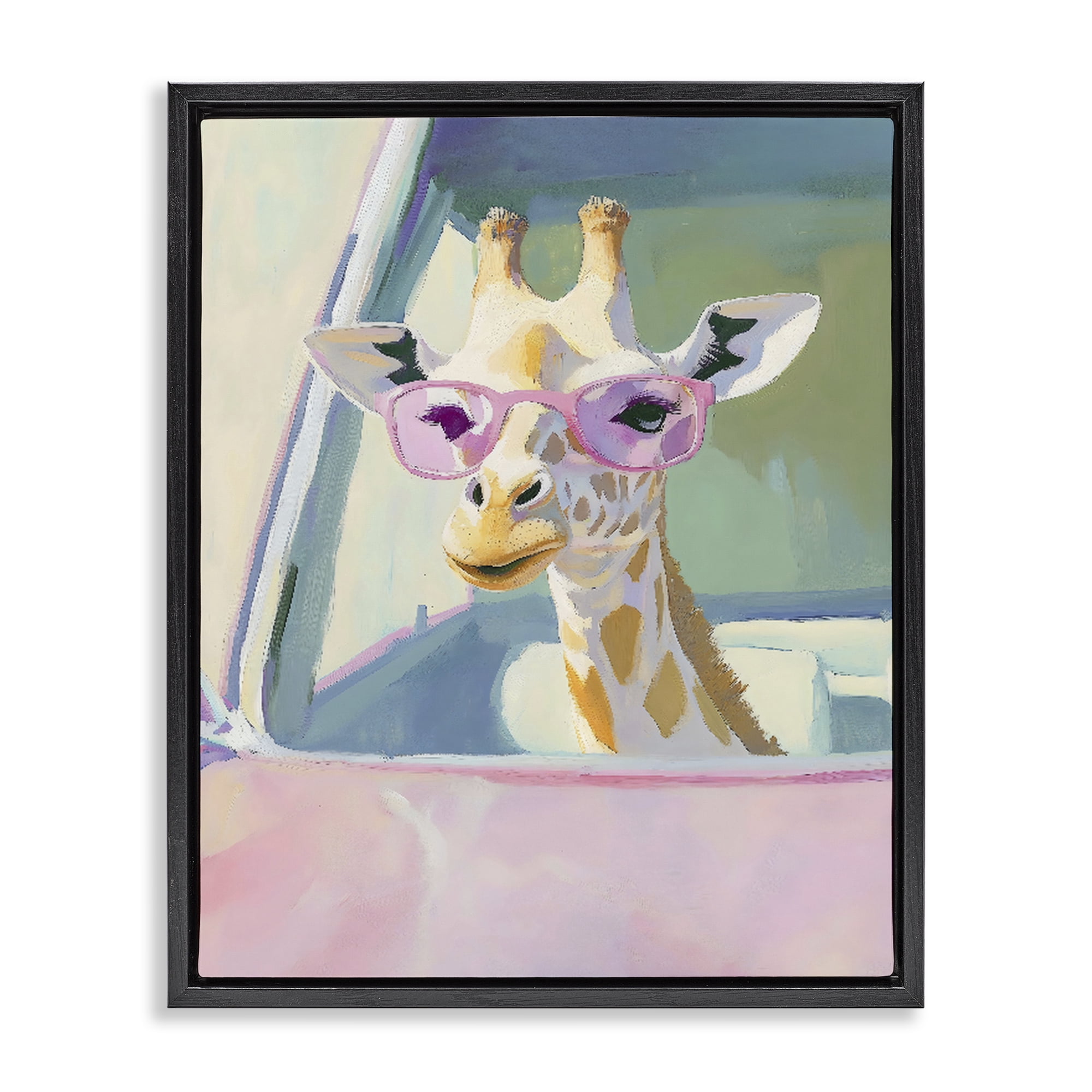 Stupell Industries Giraffe Car Ride Black Framed Floater Canvas Wall Art, design by The Prints Vibe