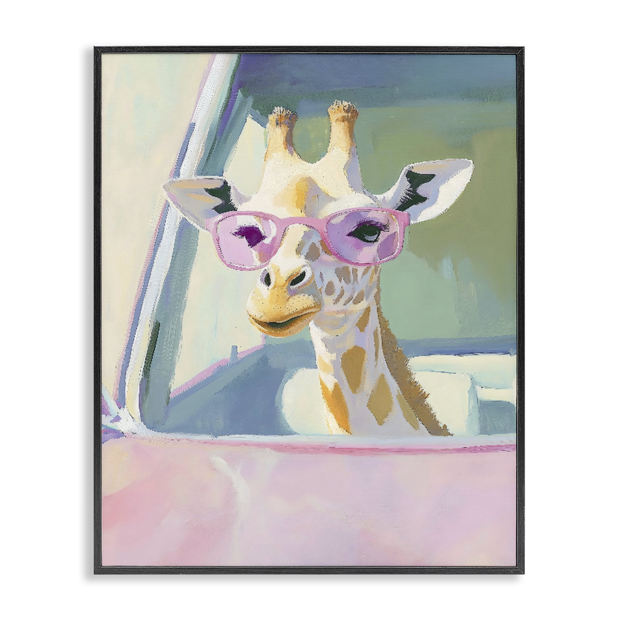 Stupell Industries Giraffe Car Ride Black Framed Giclee Art, design by The Prints Vibe