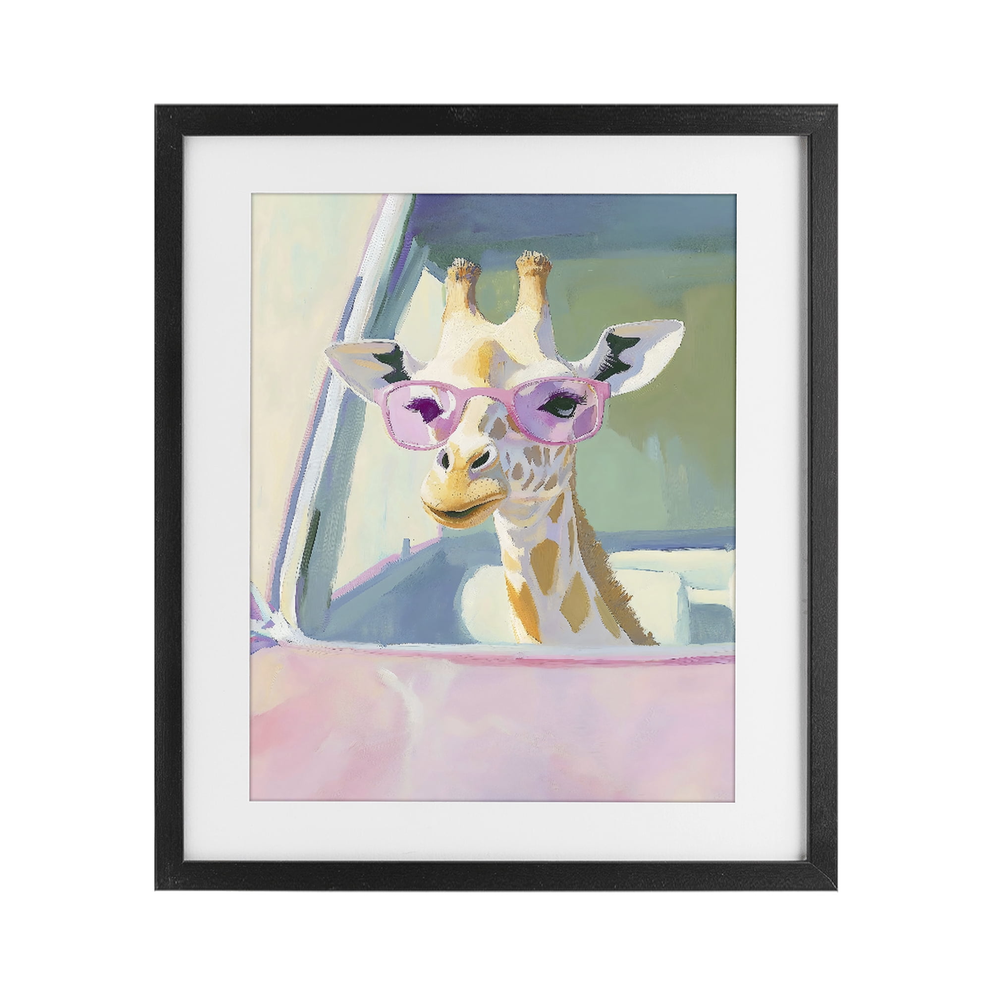 Stupell Industries Giraffe Car Ride Black Framed Print Under Glass, design by The Prints Vibe