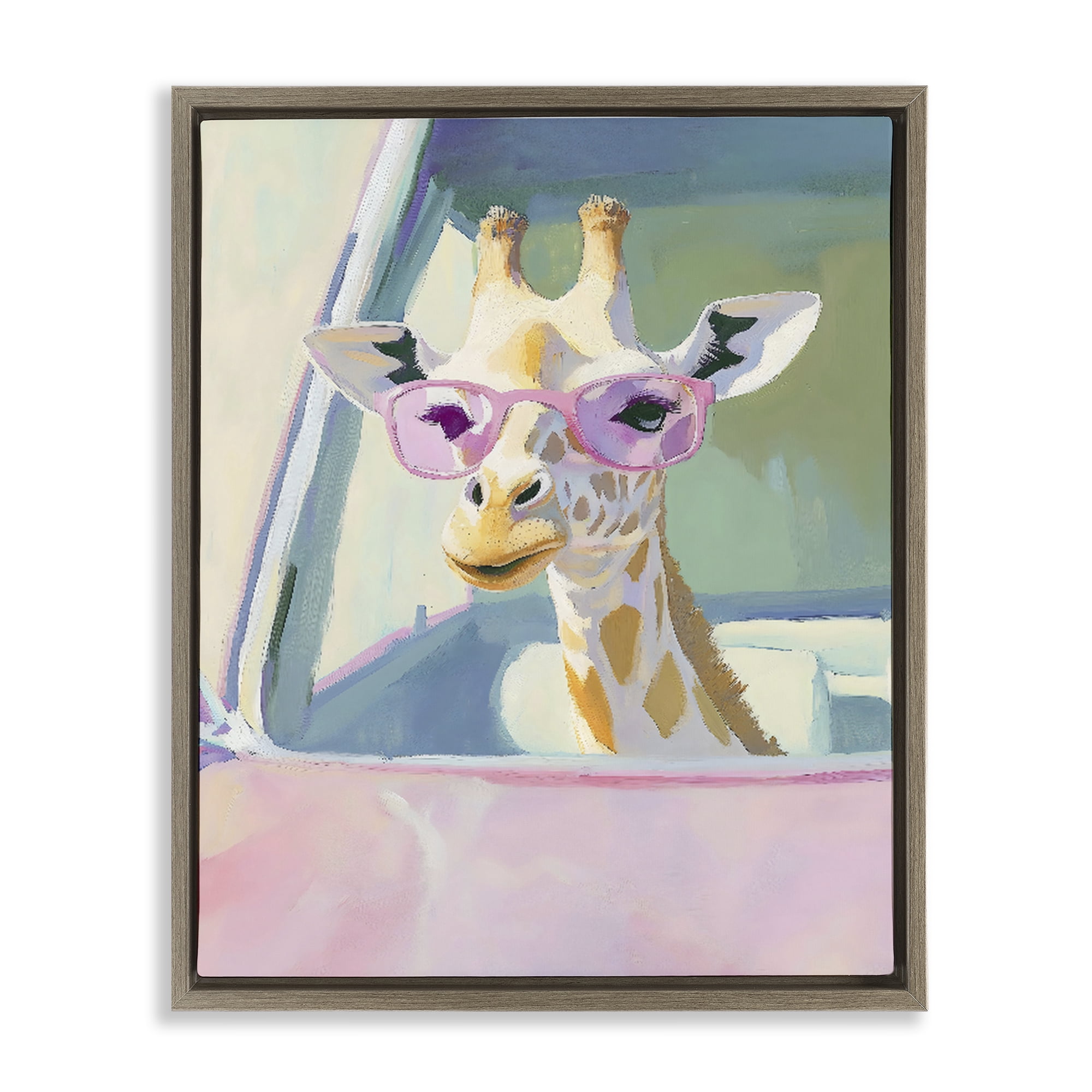 Stupell Industries Giraffe Car Ride Brown Framed Floater Canvas Wall Art, design by The Prints Vibe