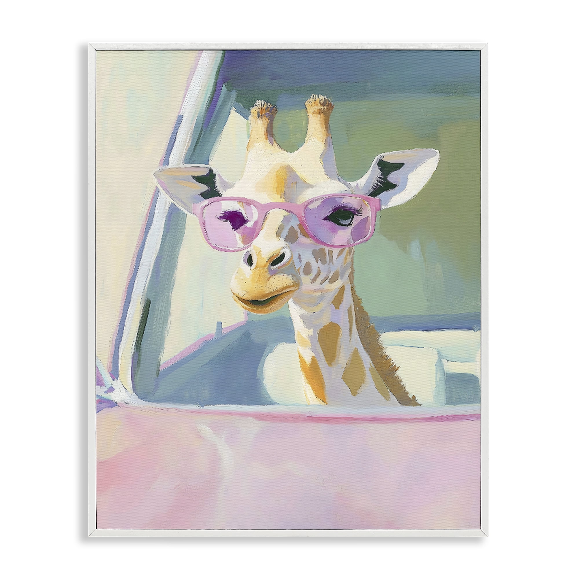 Stupell Industries Giraffe Car Ride White Framed Giclee Art, design by The Prints Vibe