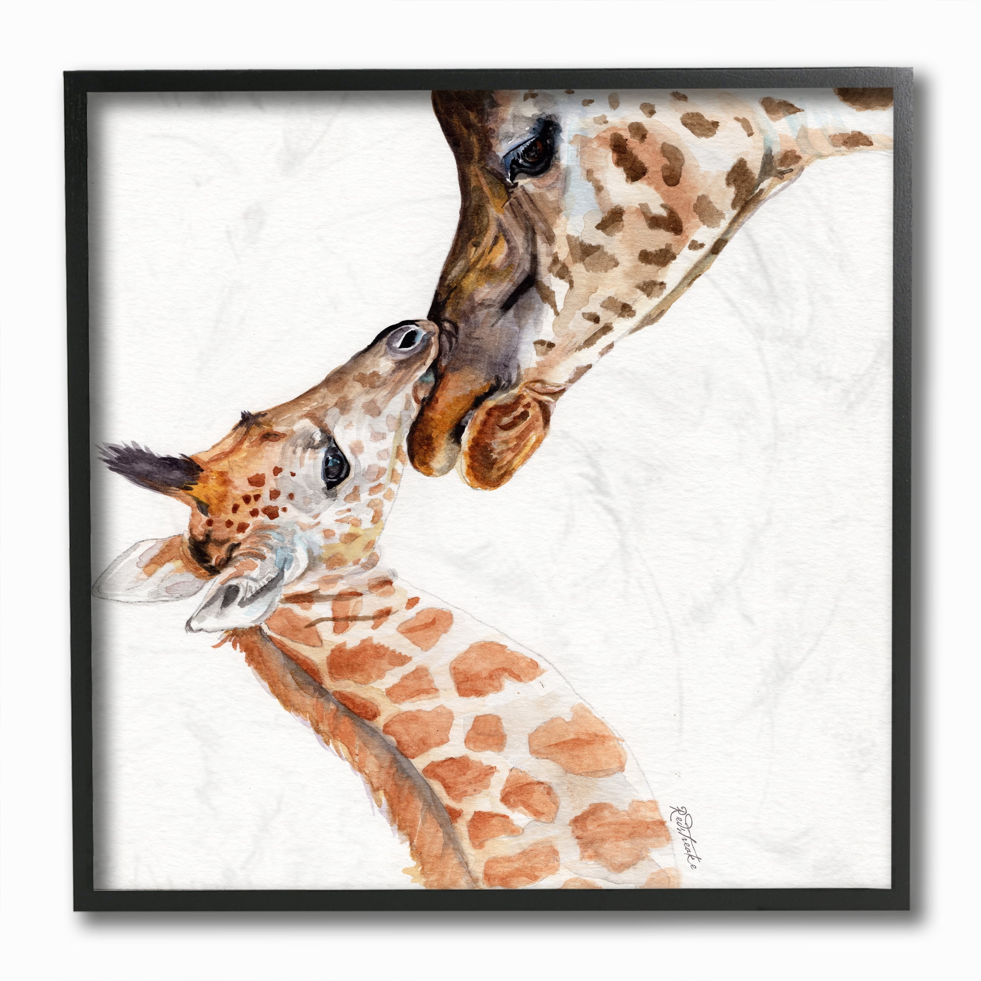 Stupell Industries Giraffe Family Portraits Animal Watercolor Painting Black Framed Wall Art, 12 x 12, byJennifer Redstreake
