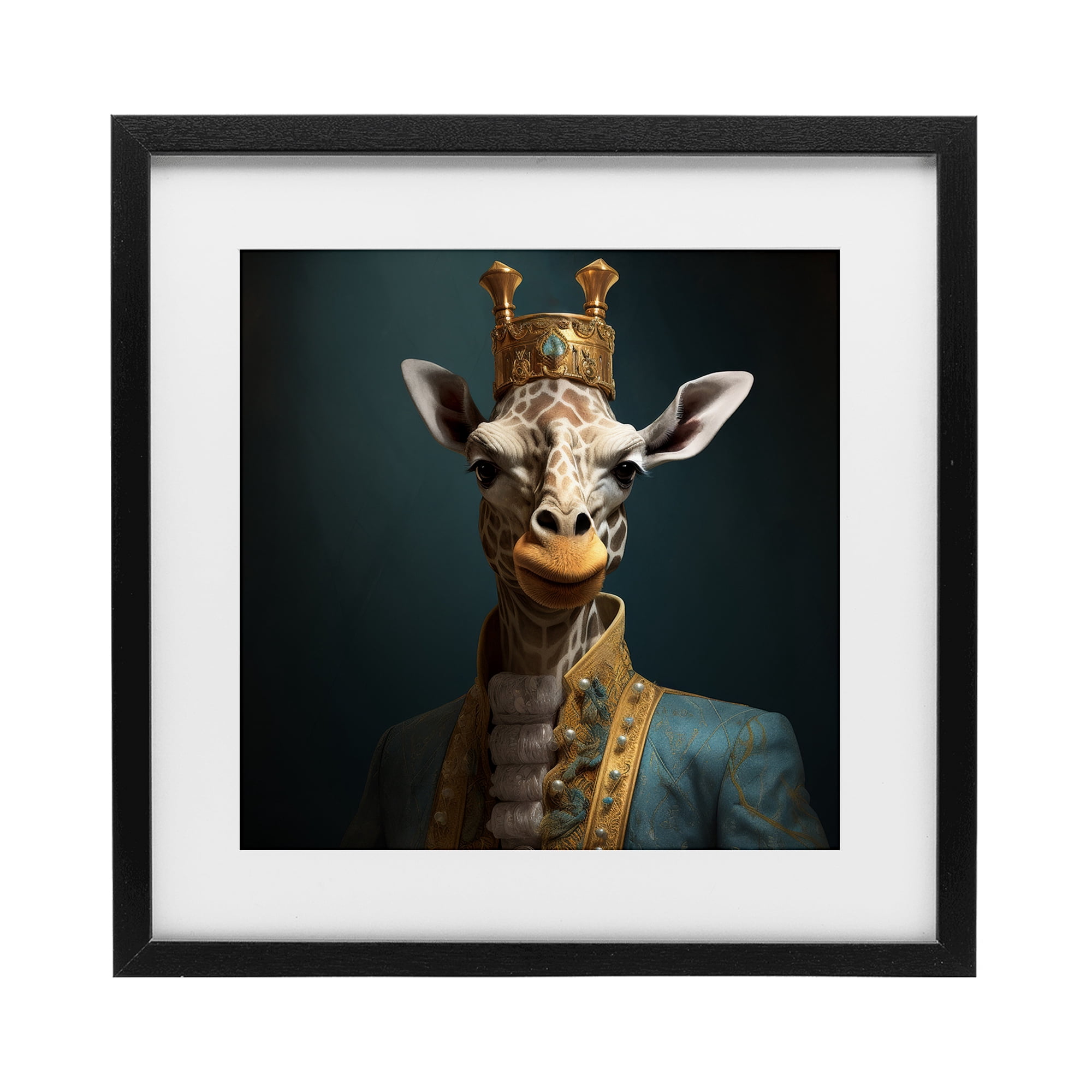 Stupell Industries Giraffe Gaze in Regal Crown Black Framed Print Under Glass, design by Lazar Studio