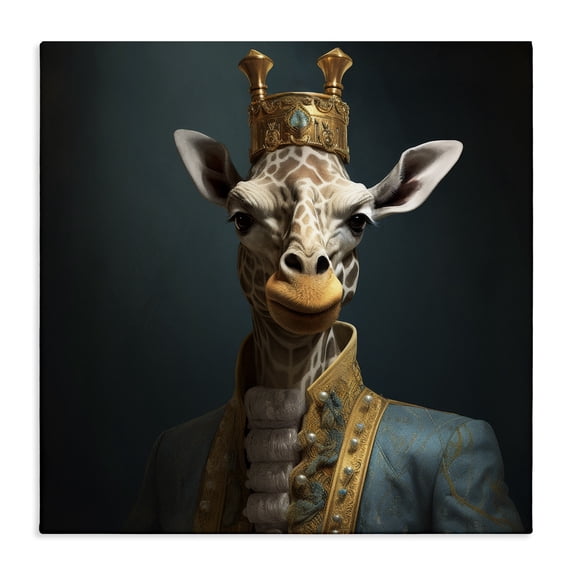 Stupell Industries Art Deco Giraffe Gaze in Regal Crown Canvas Art, 17 x 17, by Lazar Studio