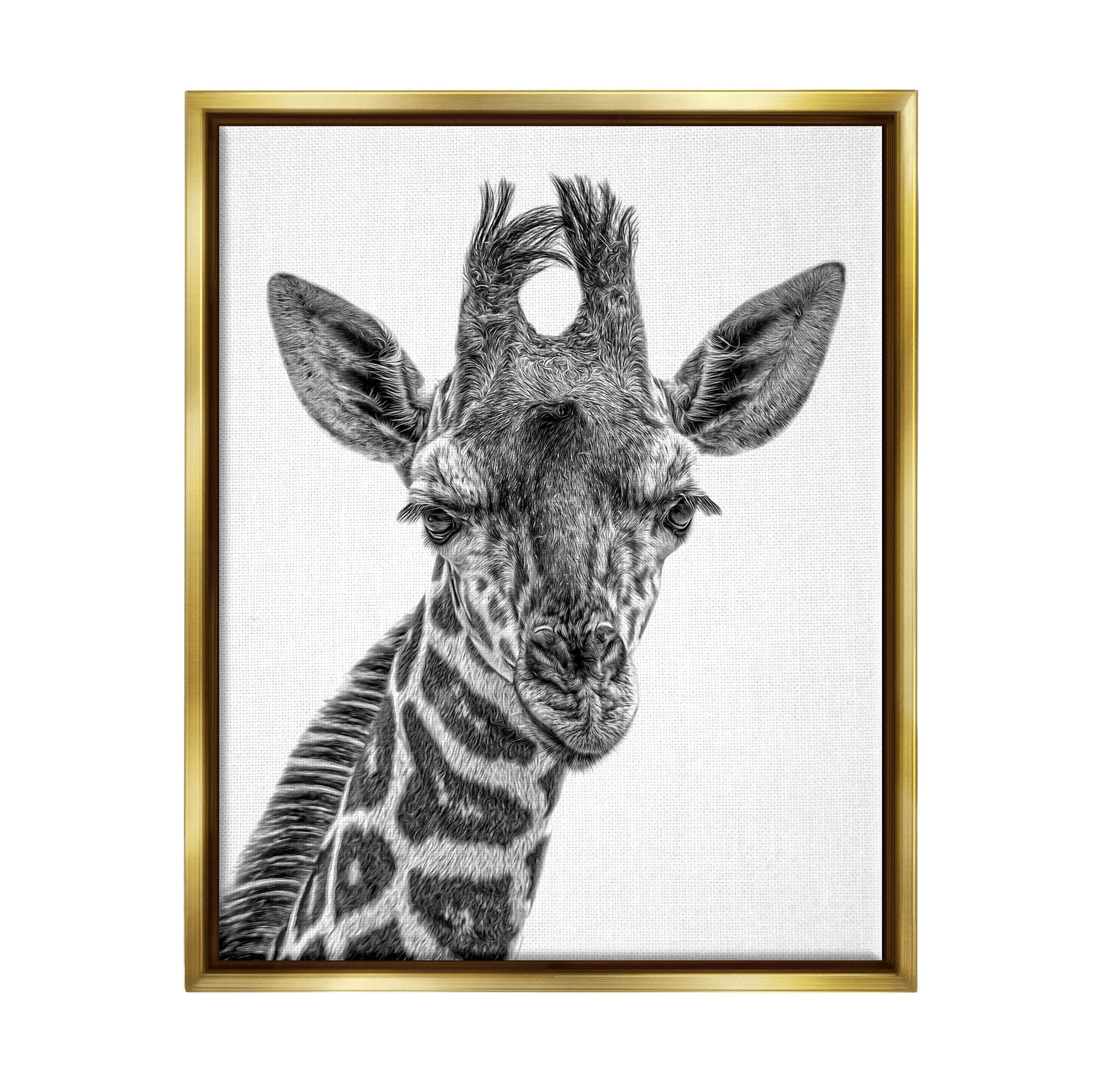 Stupell Industries Giraffe Gazing Wildlife Portrait Photograph Metallic Gold Floating Framed Canvas Print Wall Art, Design by Kelley Parker