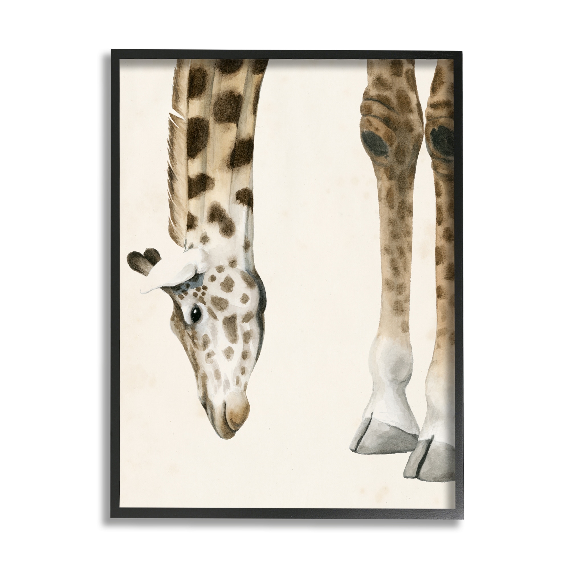 Stupell Industries Giraffe Grazing Safari Animal Hoof Detail Black Framed by Grace Popp