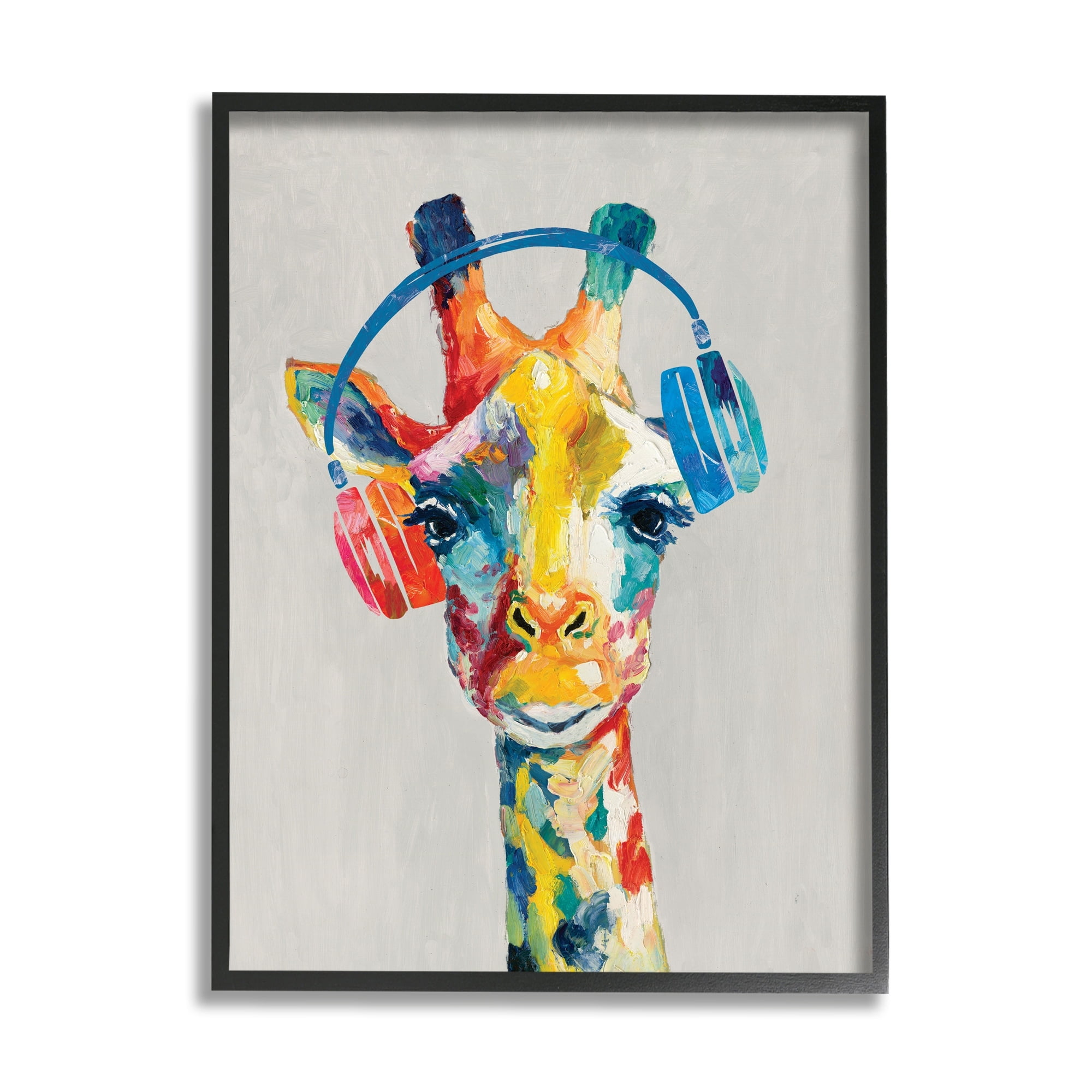 Stupell Industries Giraffe Headphone Listening Music Contemporary Jungle Portrait,11 x 14, Design by Cloverfield & Co.