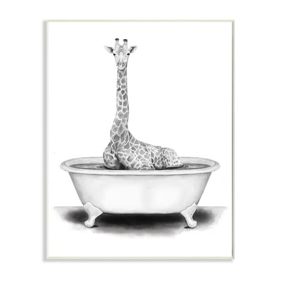 Stupell Industries Giraffe In A Tub Funny Animal Bathroom Drawing Unframed Art Print Wall Art, 10x15, by Rachel Neiman