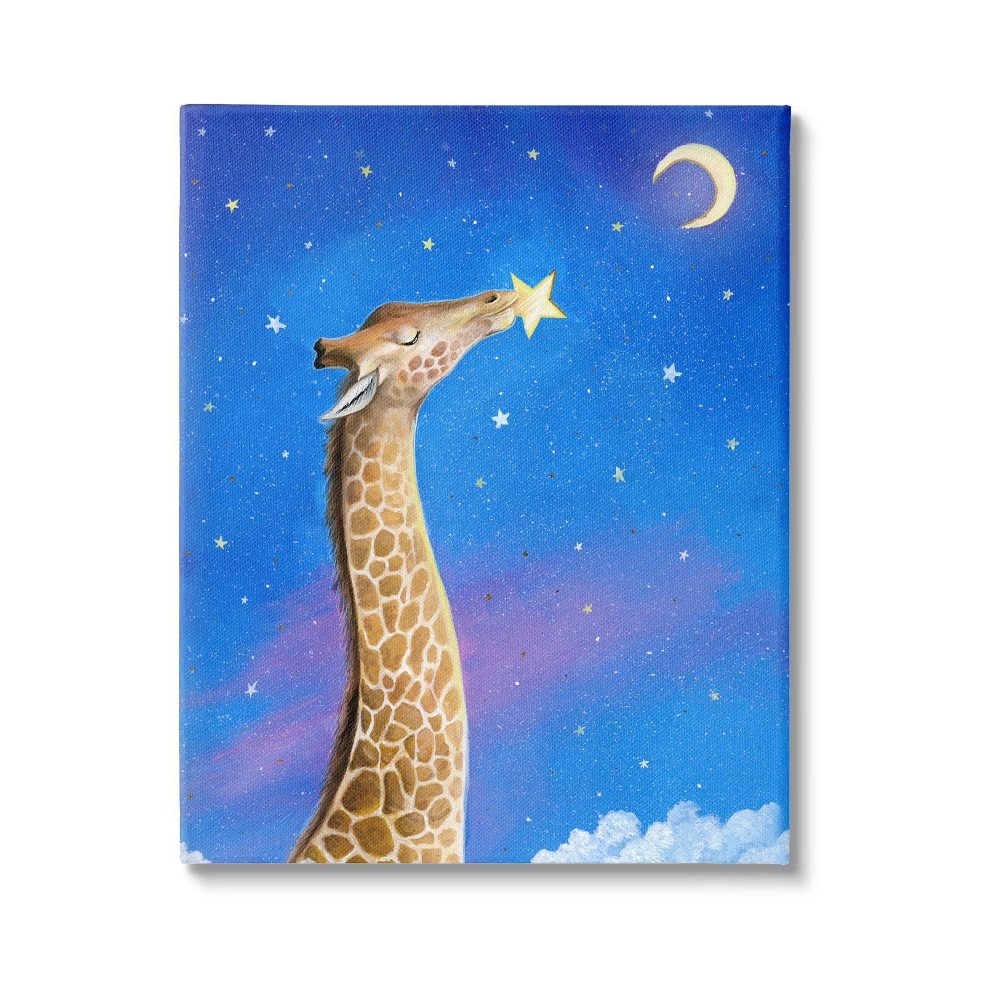 Stupell Industries Giraffe In Night Sky Animals & Insects Painting Gallery Wrapped Canvas Print Wall Art, 30 x 40