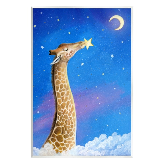 Stupell Industries Giraffe In Night Sky Animals & Insects Painting Unframed Art Print Wall Art, 10 x 15