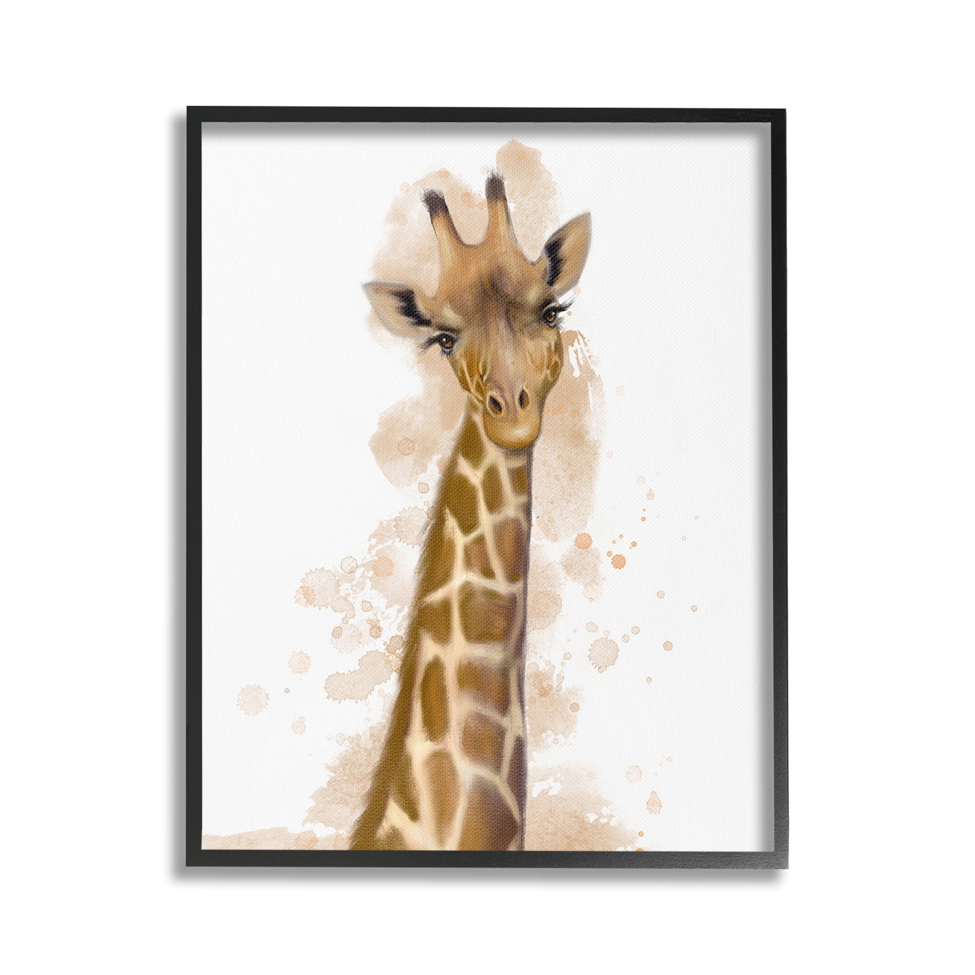 Stupell Industries Giraffe & Modern Splash Animals & Insects Painting Black Framed Art Print Wall Art, 24 x 30