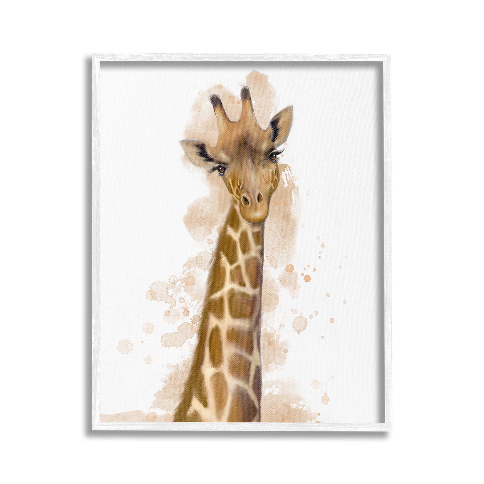 Stupell Industries Giraffe & Modern Splash Animals & Insects Painting White Framed Art Print Wall Art, 16 x 20