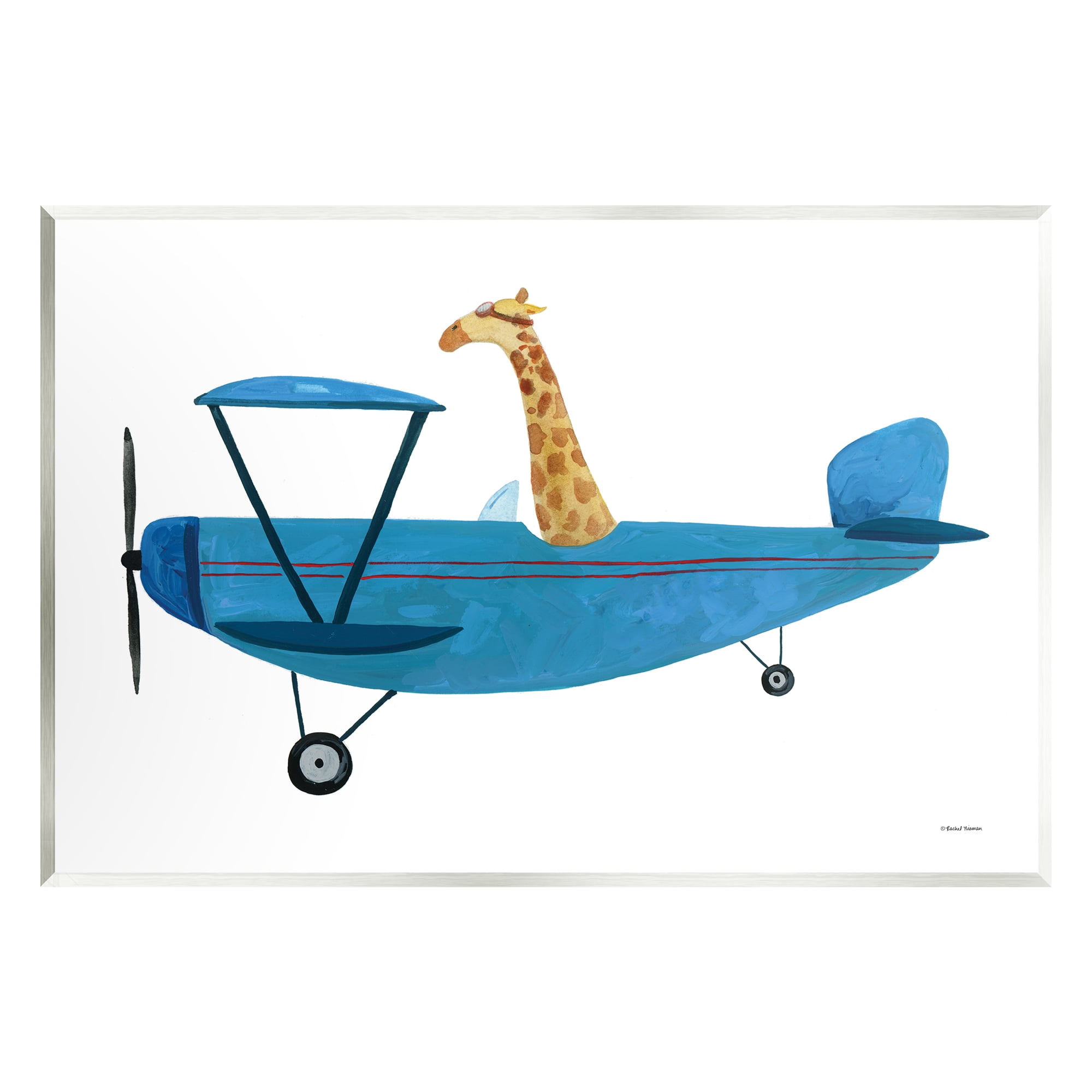 Stupell Industries Giraffe Pilot in Airplane Transportation Painting Unframed Art Print Wall Art, 15 x 10